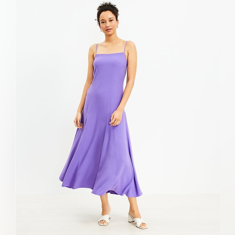 Royal Iris Crepe Slip Maxi Dress — LOFT